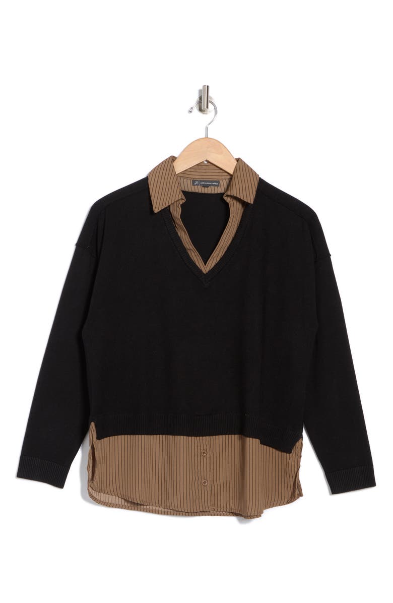 Adrianna Papell Mixed Media Layered Sweater, Alternate, color, 
