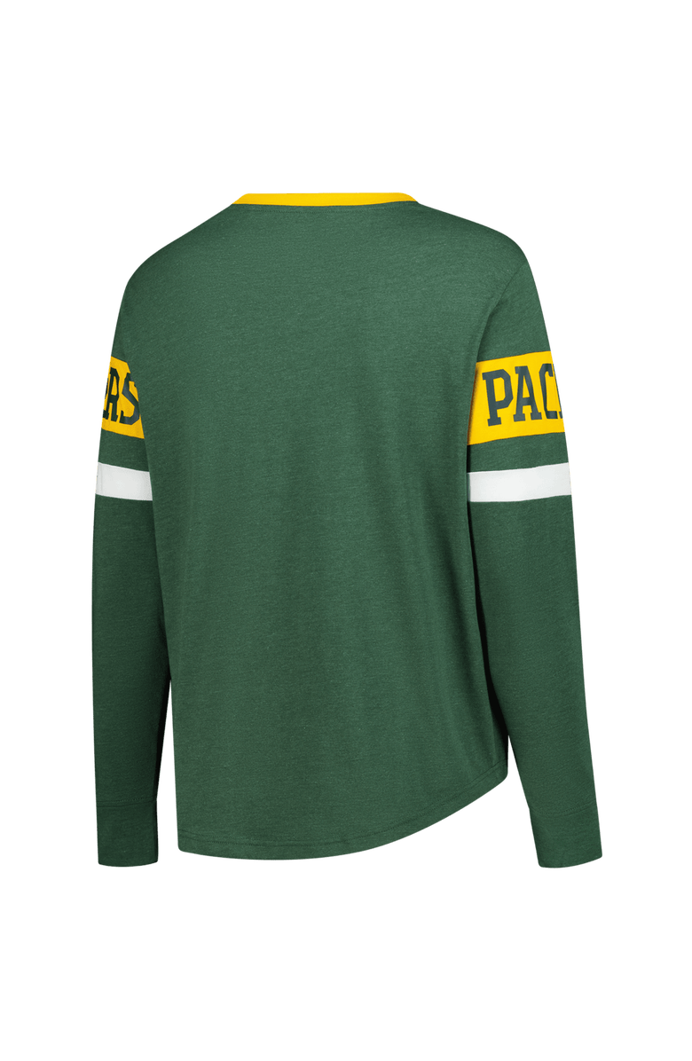 New Era Women's New Era Green Green Bay Packers Plus Size Throwback Lace-Up Long Sleeve T-Shirt, Alternate, color, Green