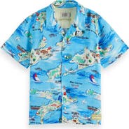 Scotch & Soda Kids' Hampton Print Short Sleeve Button-Up Shirt