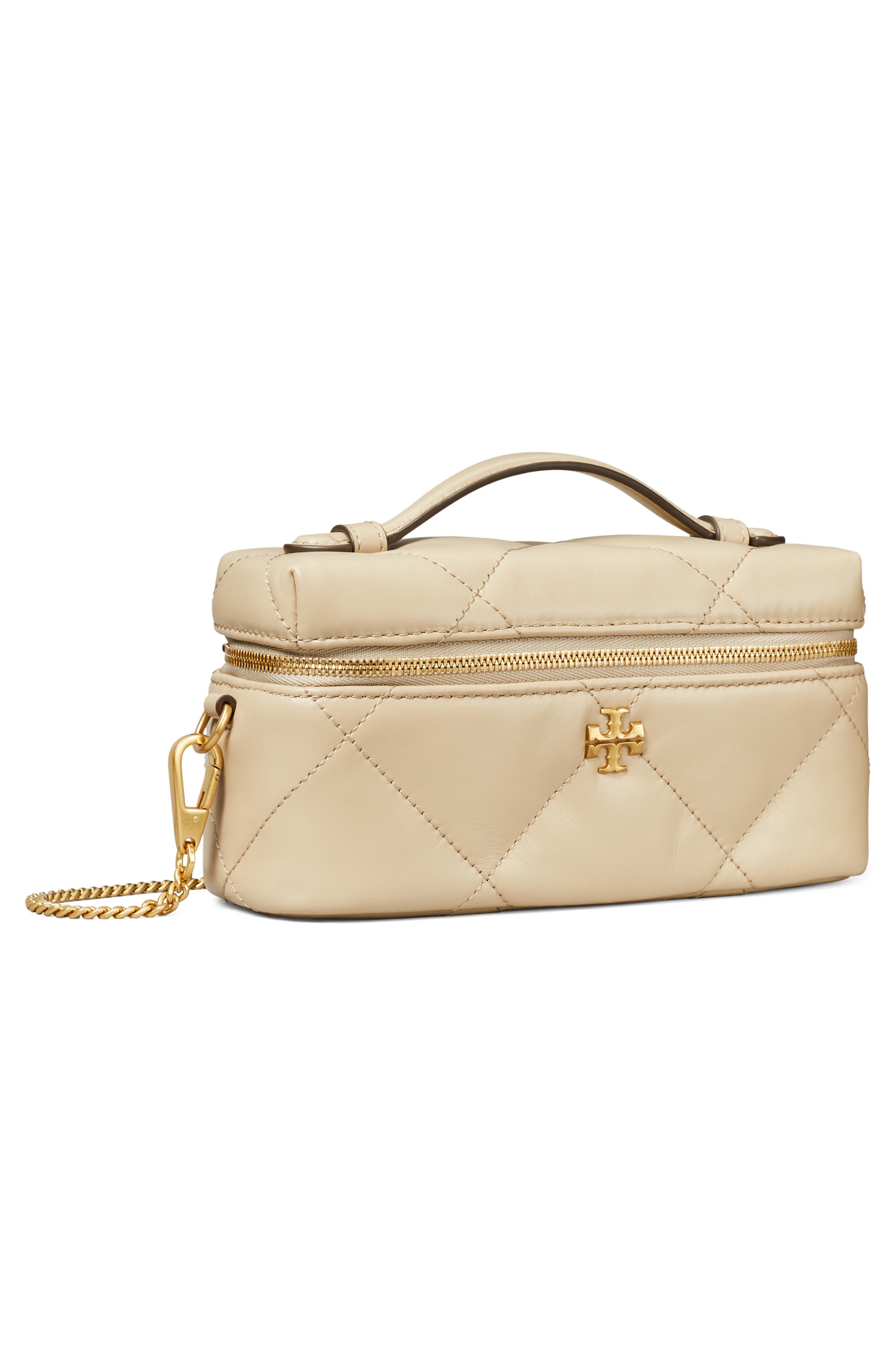 Tory Burch Kira East/West Vanity Case, Alternate, color, Light Stone