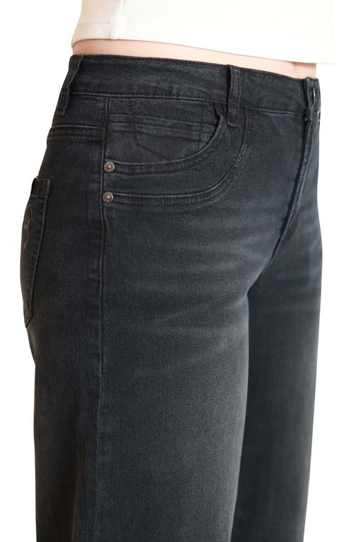 Madden Girl Bow Back Cuffed Slouchy Wide Leg Jeans In Black