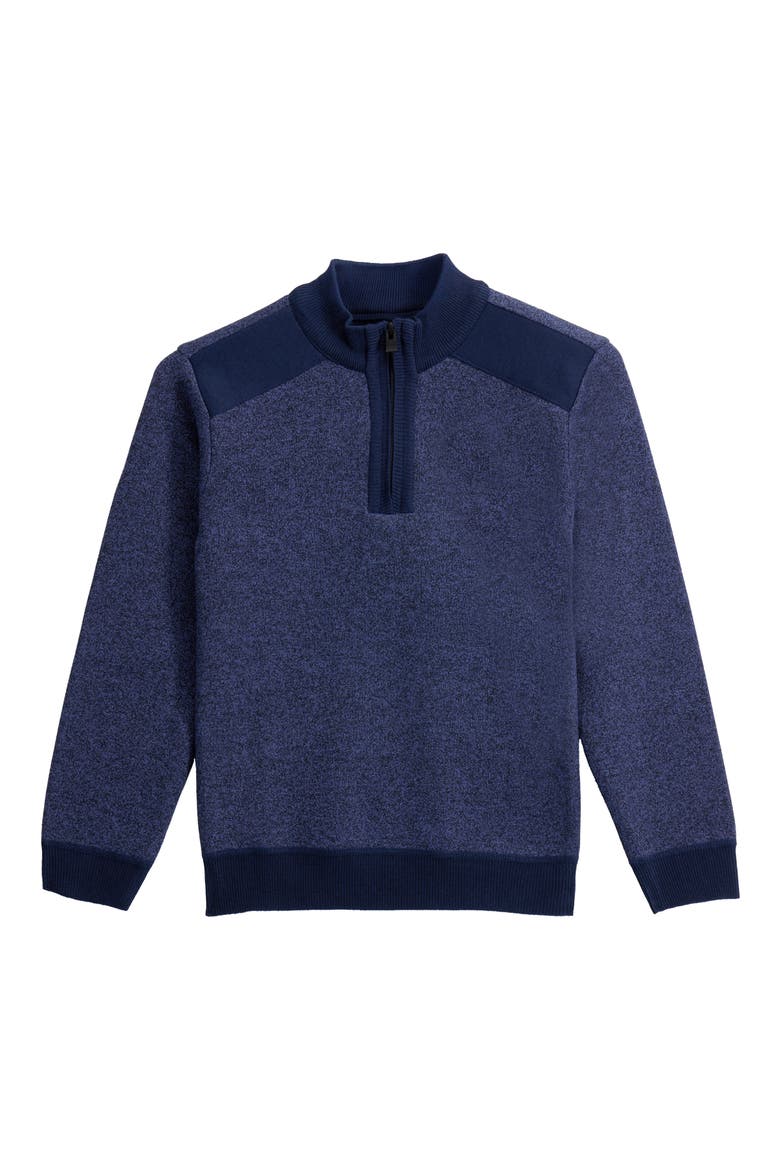 Kids' Fleece Quarter Zip Sweater, Main, color, INK BLUE/MIDNIGHT