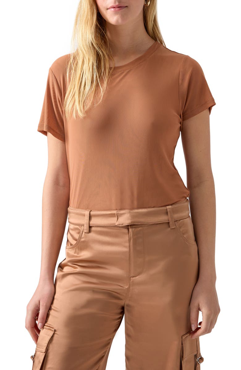 Sanctuary Perfect Mesh T-Shirt, Main, color, Mocha Mous
