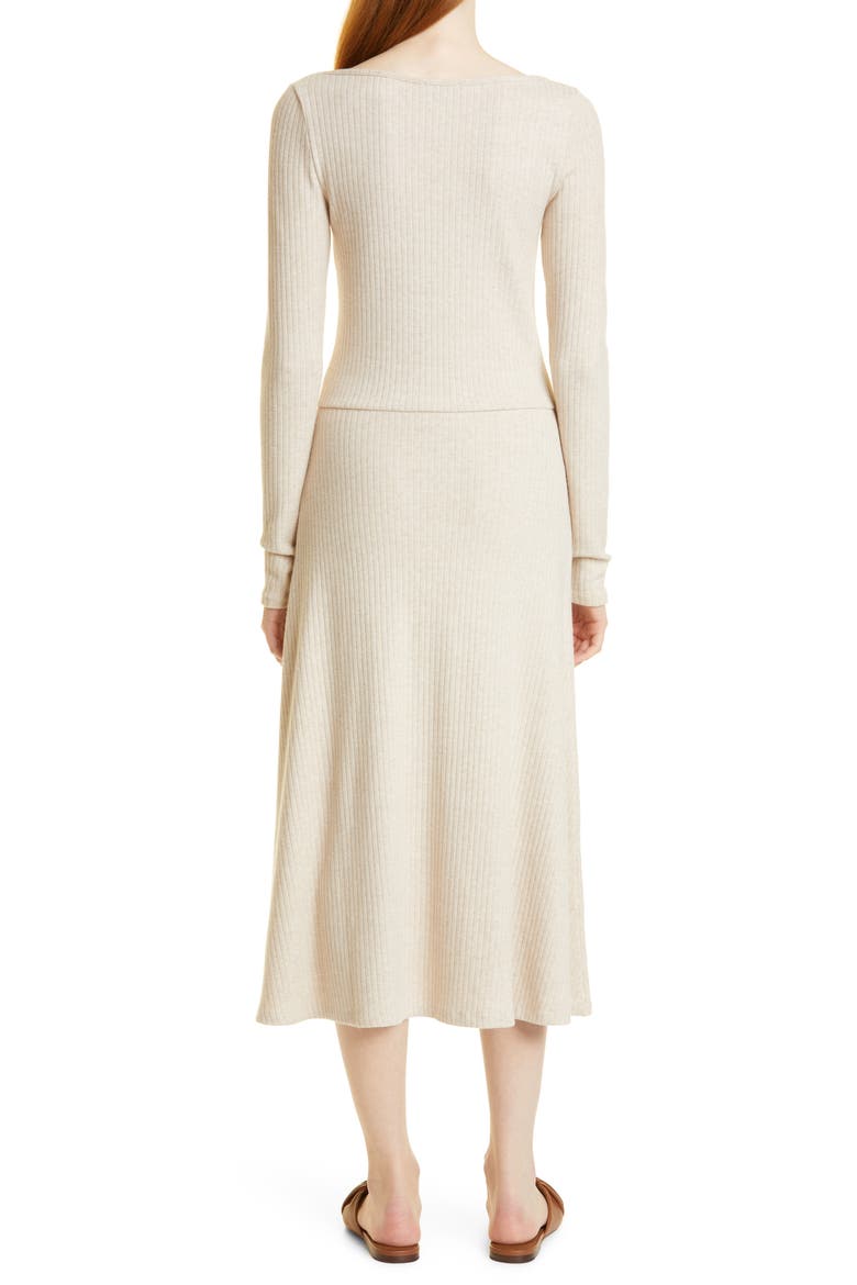 Vine Ribbed Scoop Neck Long Sleeve Sweater Dress, Alternate, color, HEATHER DARK IVORY