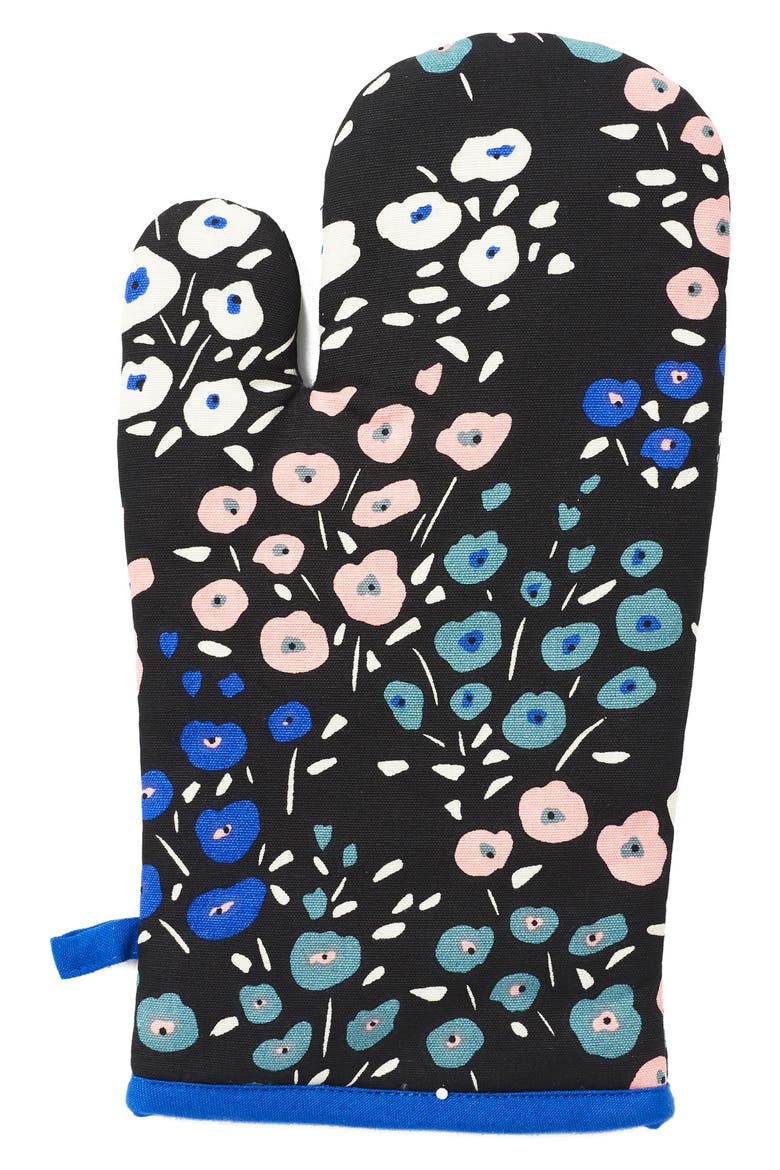 Blue Floral Oven Mitt, Main, color, BLUE