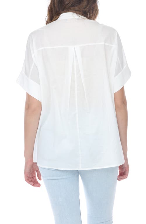 Rain And Rose Embroidered Cotton Shirt In White