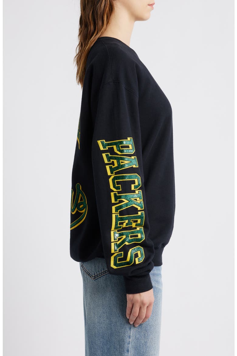NFL Packers Glitter Graphic Sweatshirt, Alternate, color, BLACK