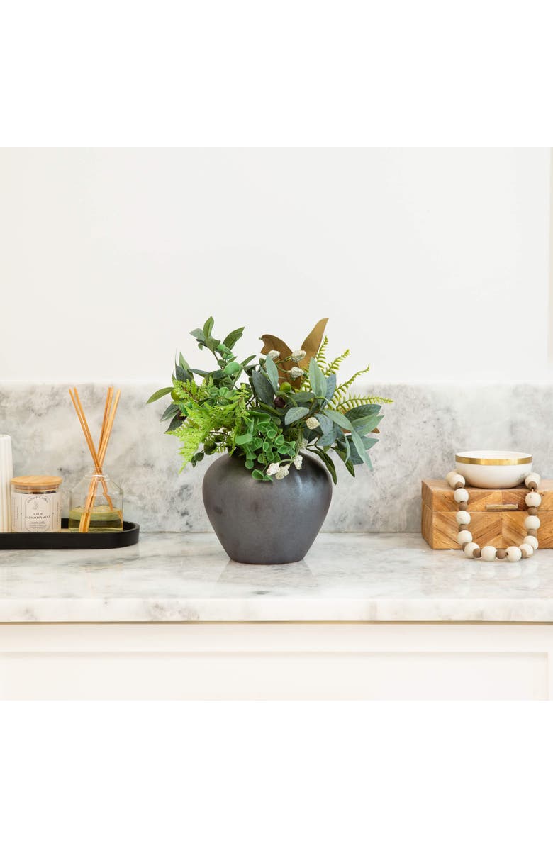 NEARLY NATURAL 7-in Black Round Urn Vase, Alternate, color, Black