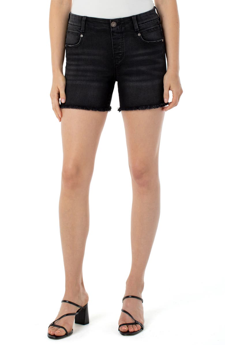 Liverpool Gia Glider Fray Hem Pull-On Denim Shorts, Main, color, 