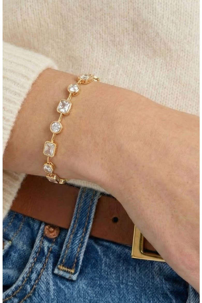 Naomie Bezel Set Tennis Bracelet, Alternate, color, Gold