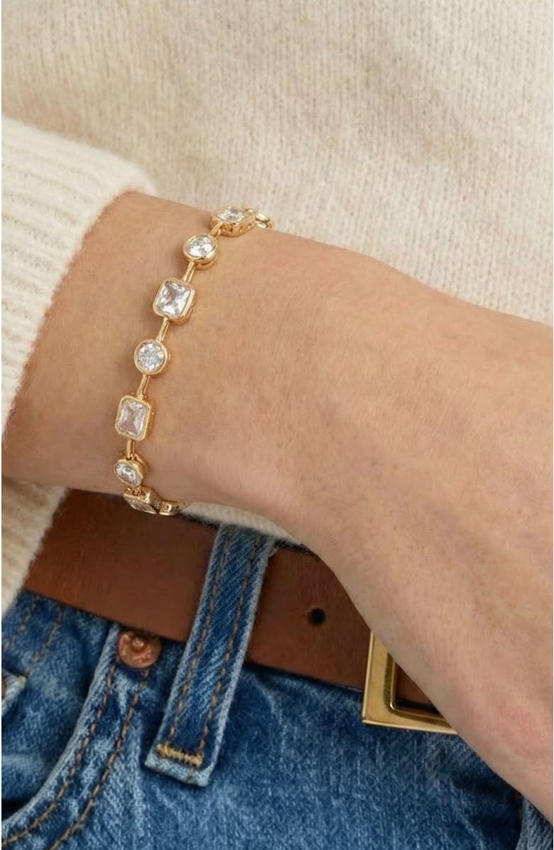 Stella & Dot Naomie Bezel Set Tennis Bracelet, Alternate, color, Gold