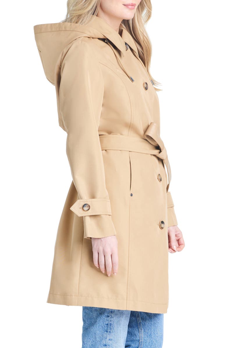 Sanctuary Single Breasted Hooded Water Resistant Trench Coat, Alternate, color, 