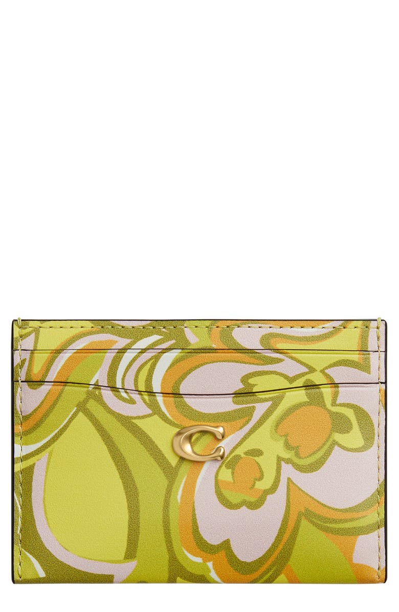 COACH Essential Paisley Print Leather Card Case, Main, color,