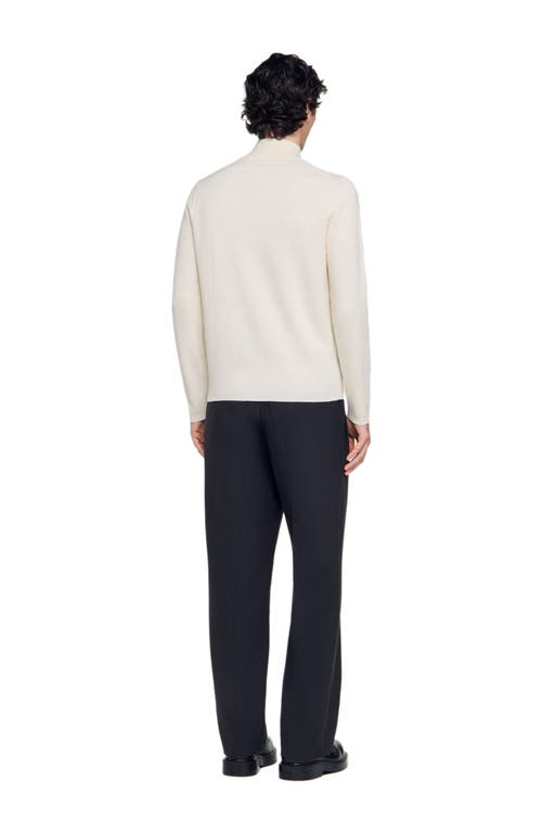 Sandro Wool Sweater With Zip Collar In White