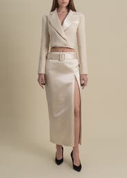 Contessa Mills Morgaine Mid-Rise Fluid Elegant Shiny Sateen Skirt