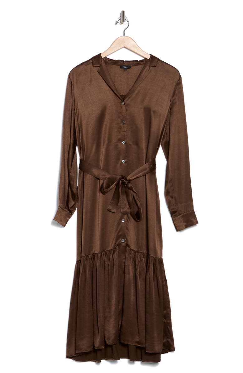 Rails Beatrice Long Sleeve Belted Satin Midi Shirtdress, Alternate, color,
