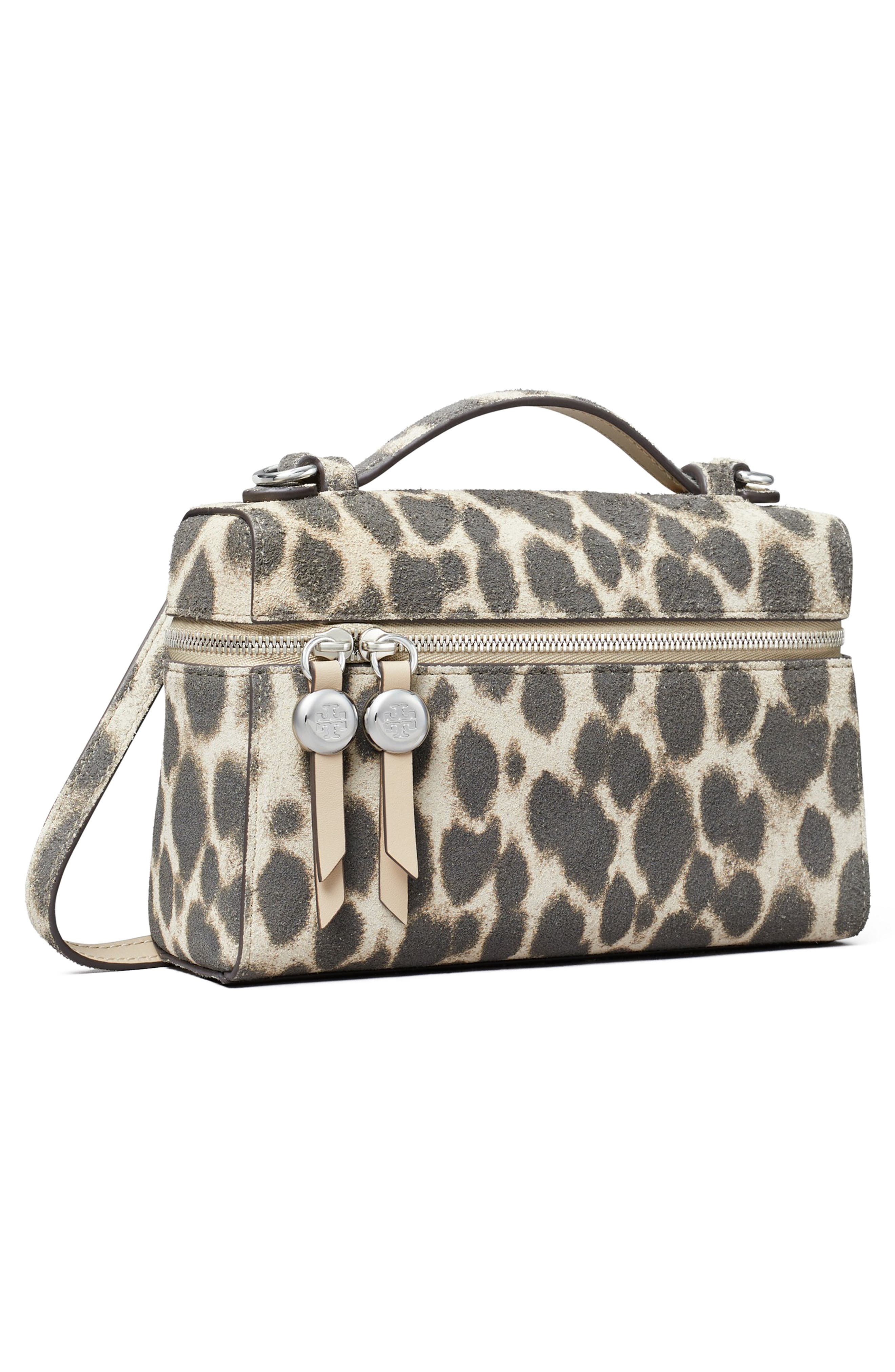 Tory Burch Romy Suede Slim Top Handle Bag, Alternate, color, Cheetah Spots