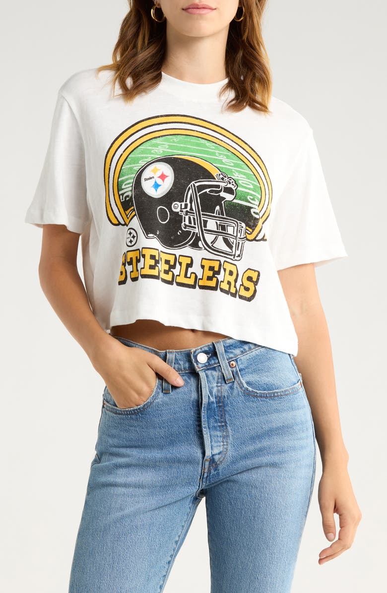 Junk Food Steelers Game Time Cotton Graphic Baby Tee, Main, color, Vintage White