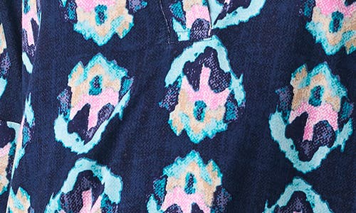 Nic + Zoe Nic+zoe Ocean Batik Elbow Sleeve Top In Indigo Multi