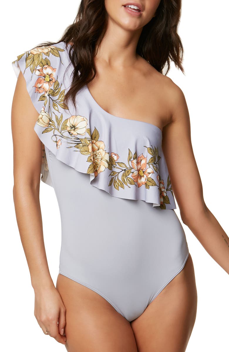 O'Neill Aloha Floral Ruffle One-Piece Swimsuit, Main, color,