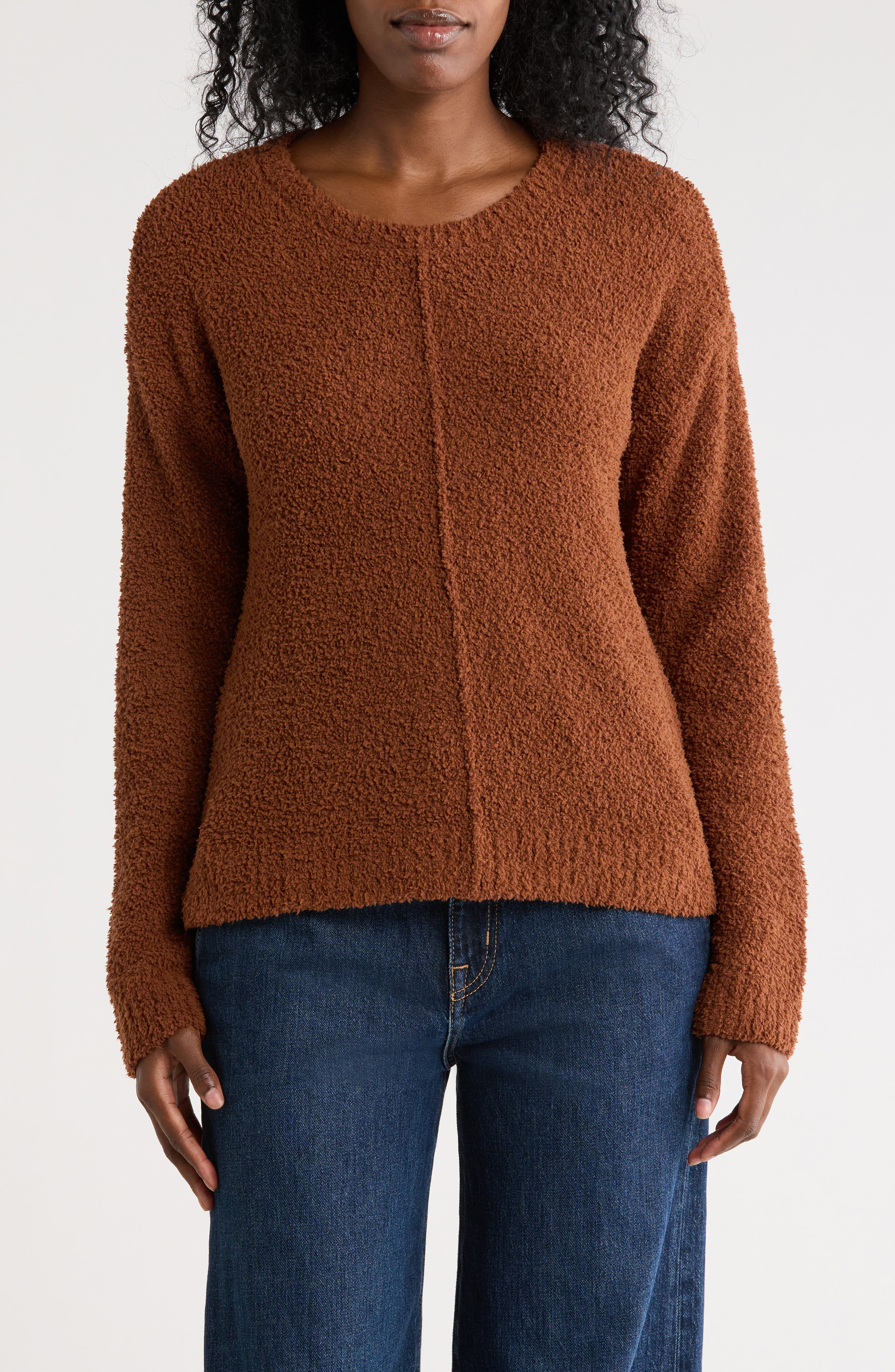 Bobeau Silky Plush Step Hem Sweater