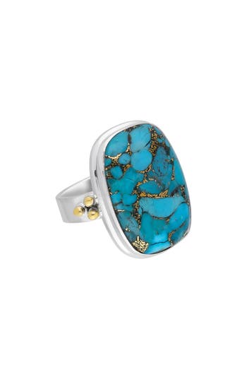Ys Gems Blue Turquoise Ring In Blue