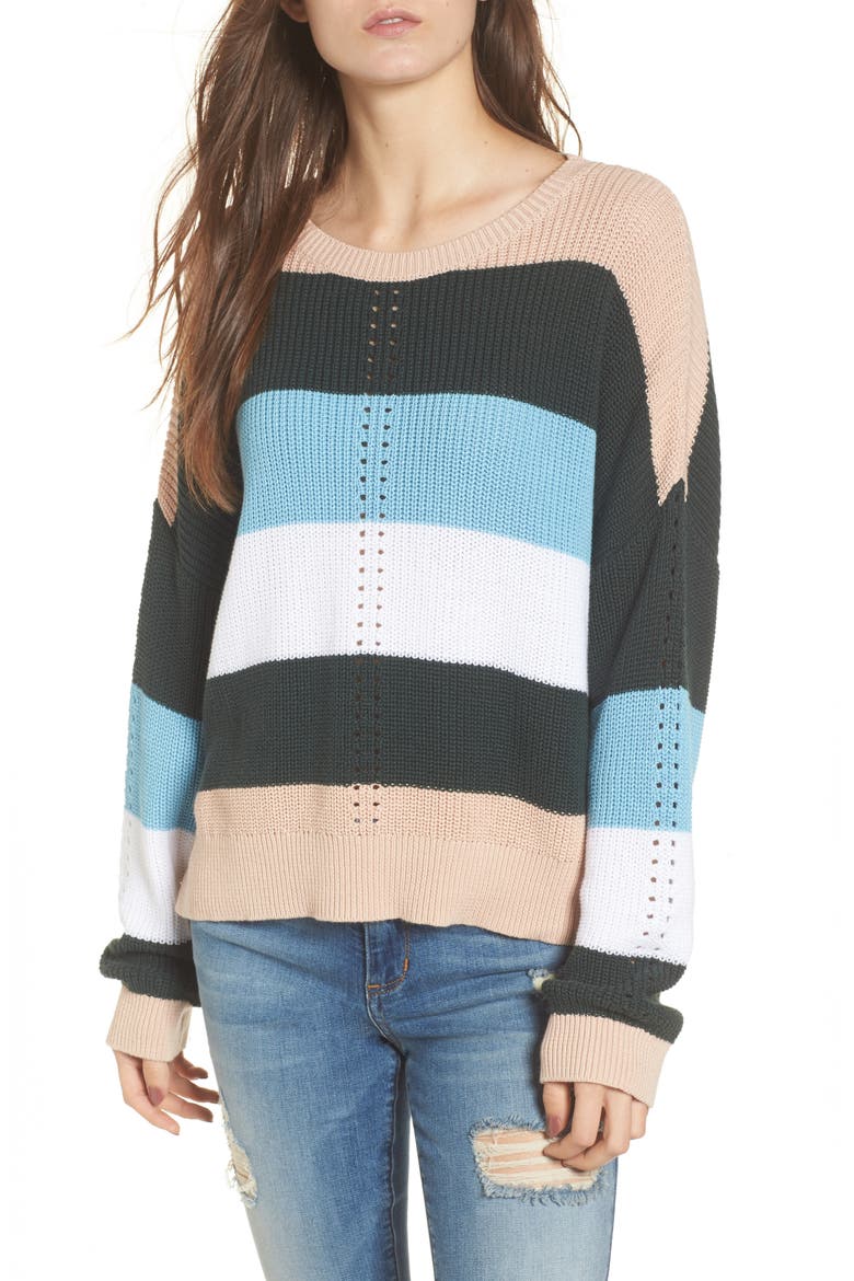 Stripe Sweater, Main, color, PINK HERO FELICITY STRIPE