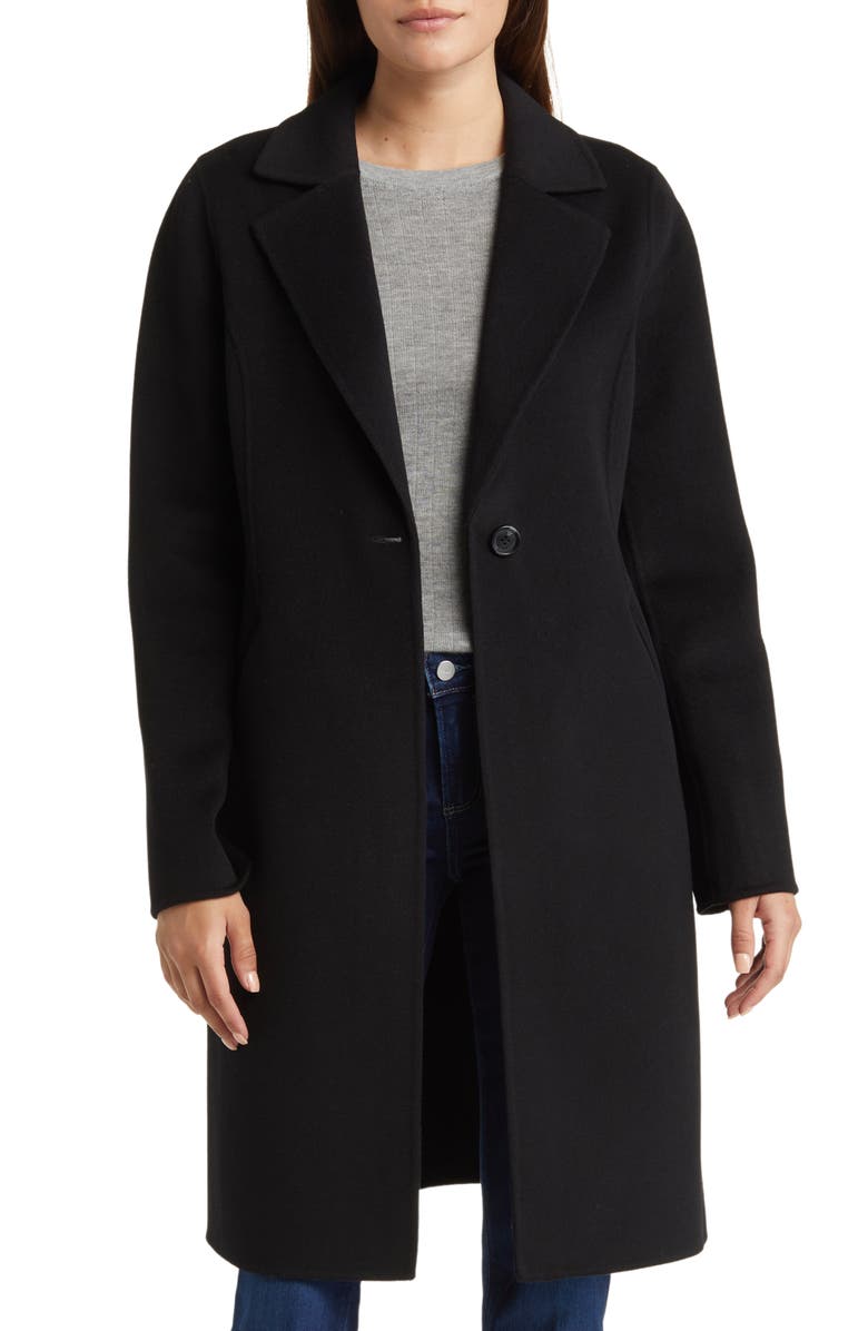 MICHAEL Michael Kors Notched Collar Longline Wool Blend Coat, Main, color, 