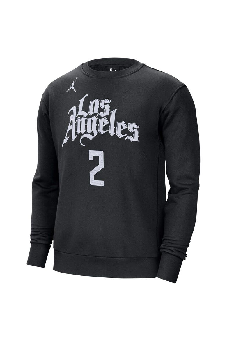 Men's Jordan Brand Kawhi Leonard Black LA Clippers Statement Name & Number Pullover Sweatshirt, Alternate, color, Black