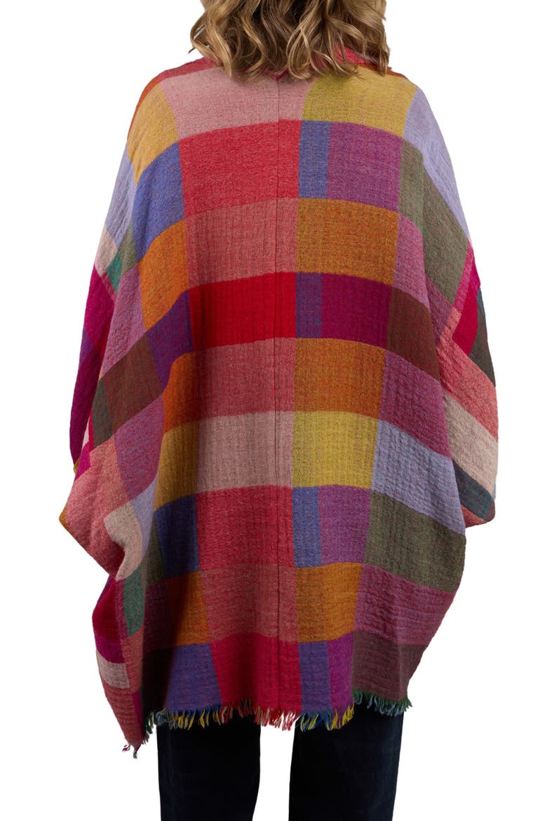 Rainbow Plaid Wool Ruana, Alternate, color, YELLOW MULTI
