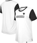 New Era Women's New Era White/Black Las Vegas Raiders Third Down Colorblock T-Shirt