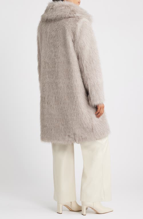 Bernardo Long Faux Fur Coat In Gray
