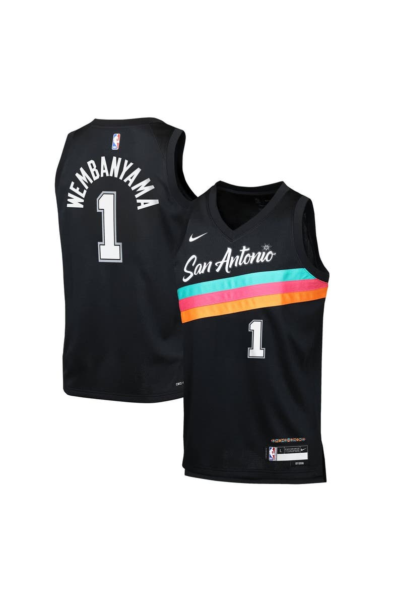 Nike Youth Nike Victor Wembanyama Black San Antonio Spurs 2025/26 City Edition Swingman Jersey, Main, color, Black
