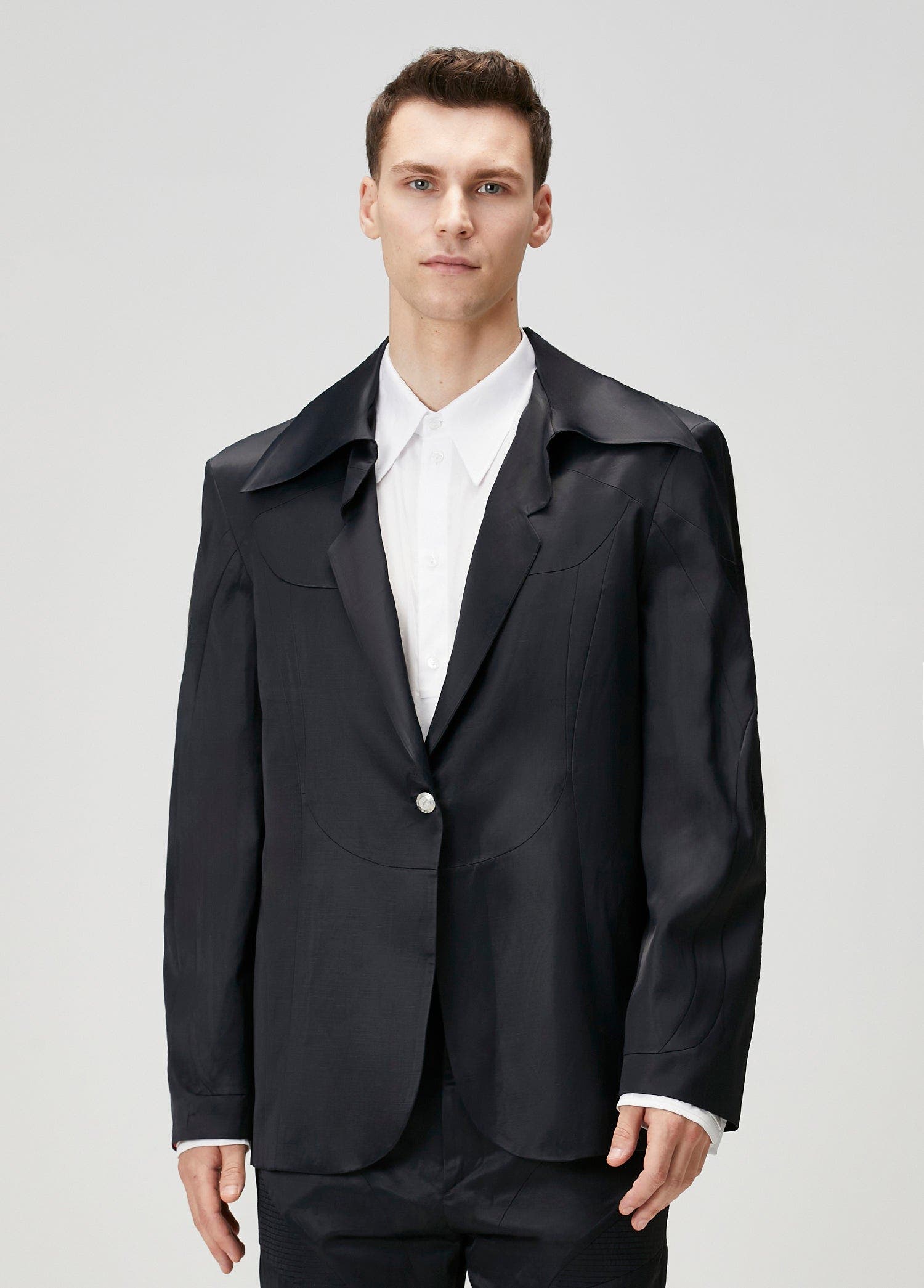 Linen & Cotton Blend Shiny Woven Men Blazer Jacket - image 2