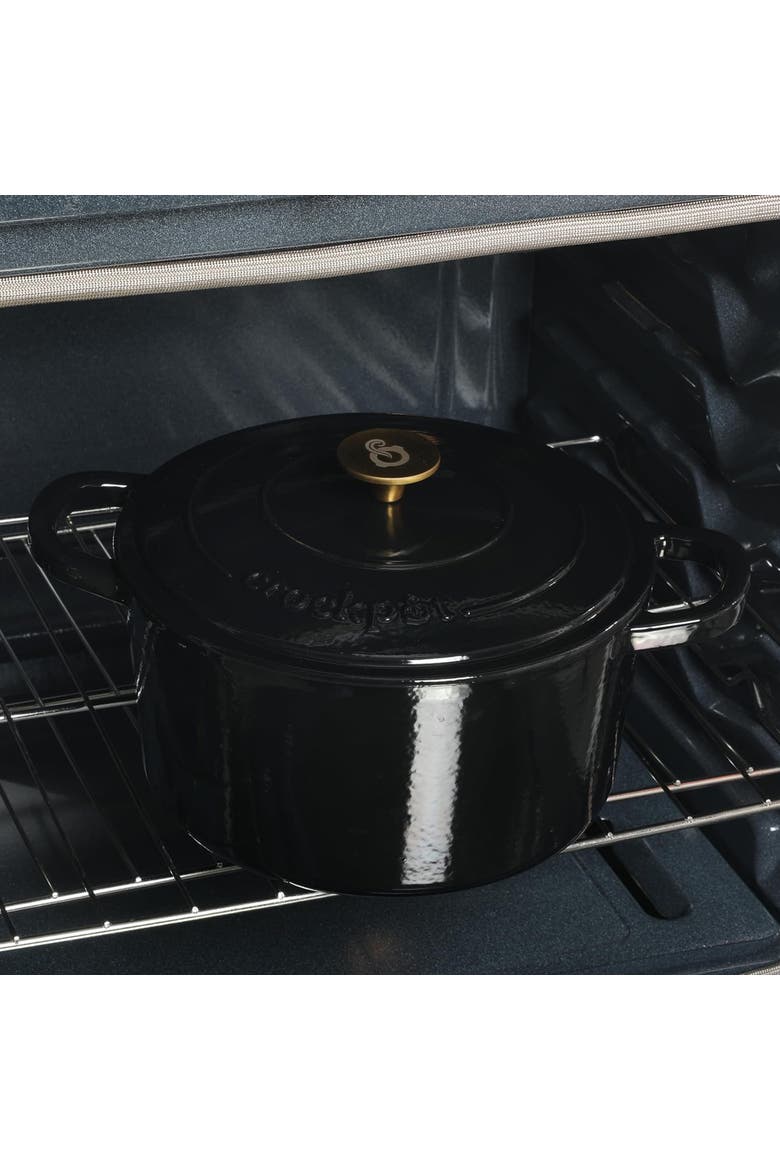 7 Quart Round Enameled Cast Iron Dutch Oven, Alternate, color, Black