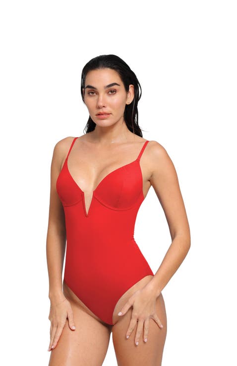 Shapewear Plunging V Slimming One-Piece Swimsuit