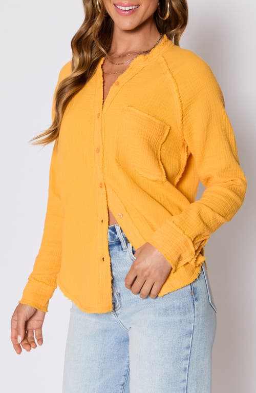 Vici Collection Chill Cotton Gauze Button-up Shirt In Yellow