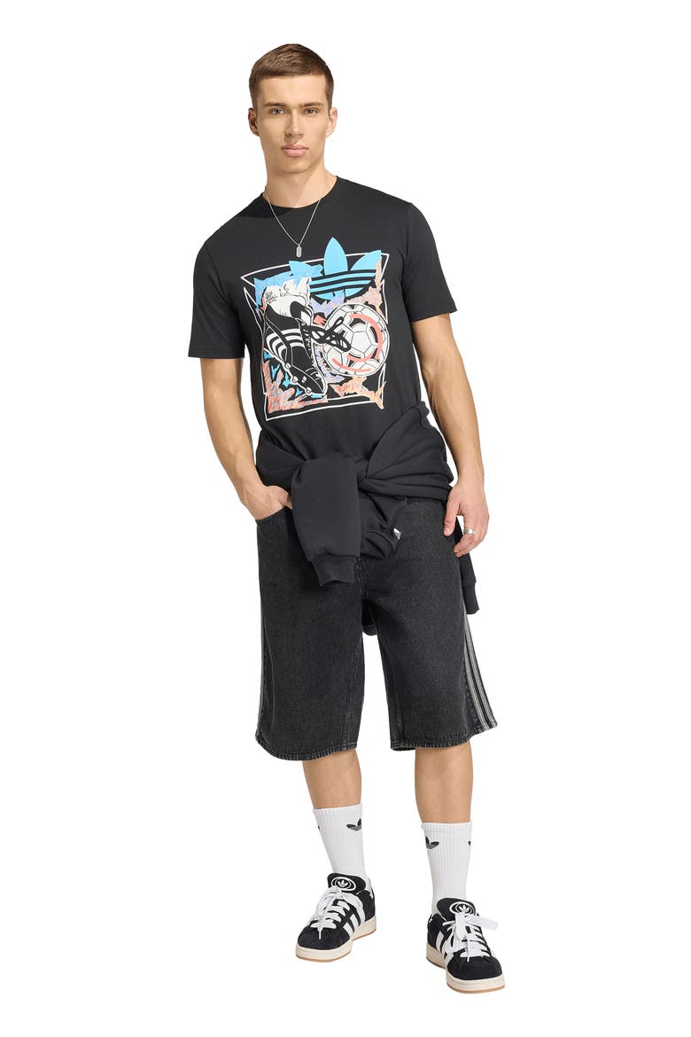 Anime Soccer Cotton Graphic T-Shirt, Alternate, color, BLACK/ /