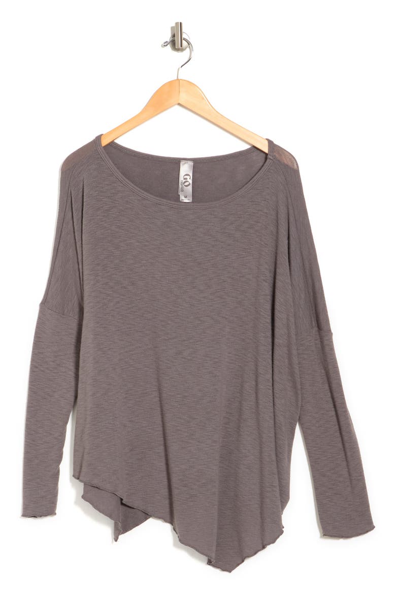 Assymetrical Hem Dolman Sleeve Sweater, Alternate, color, SLATE