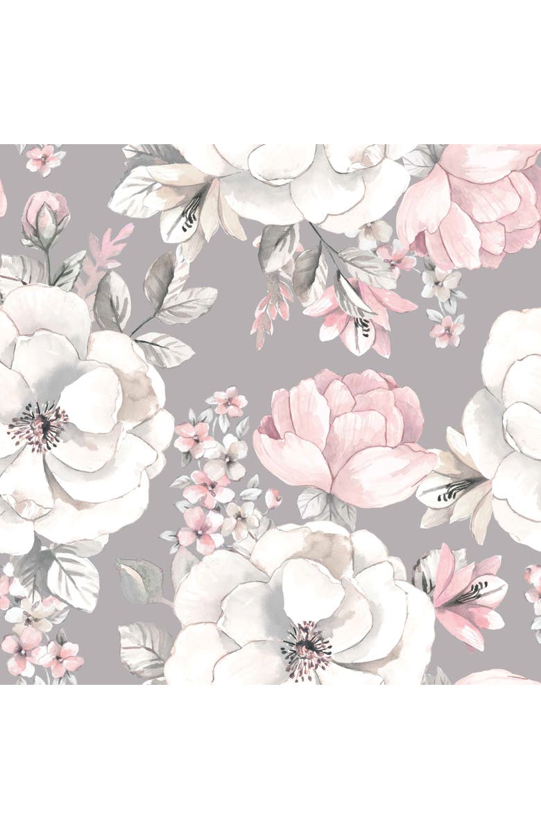 Lambs & Ivy Signature Botanical Baby Watercolor Floral Cotton Crib Sheet, Alternate, color, Gray