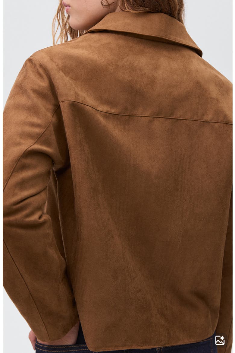 Faux Suede Jacket, Alternate, color, TOBACCO BROWN
