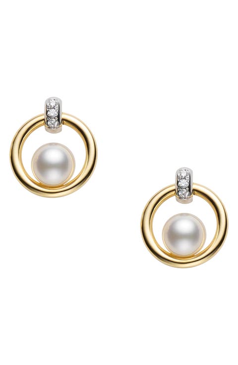 Cultured Pearl Circle Earrings