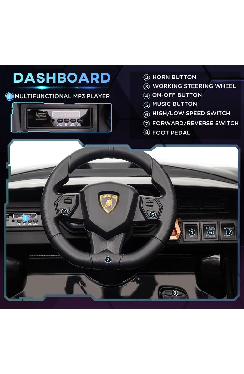 Aosom 12V Lamborghini SIAN Licensed Ride on Car with Remote Control, Horn, Music, Headlights, Alternate, color, Black