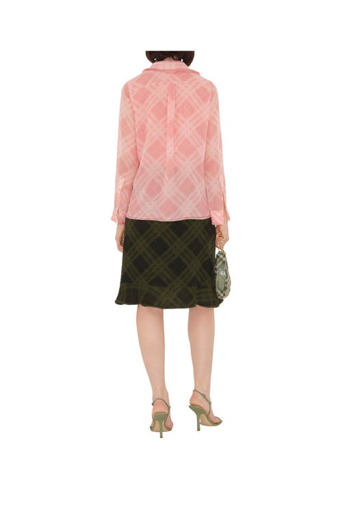 Burberry Check Silk Wrap Skirt In Green