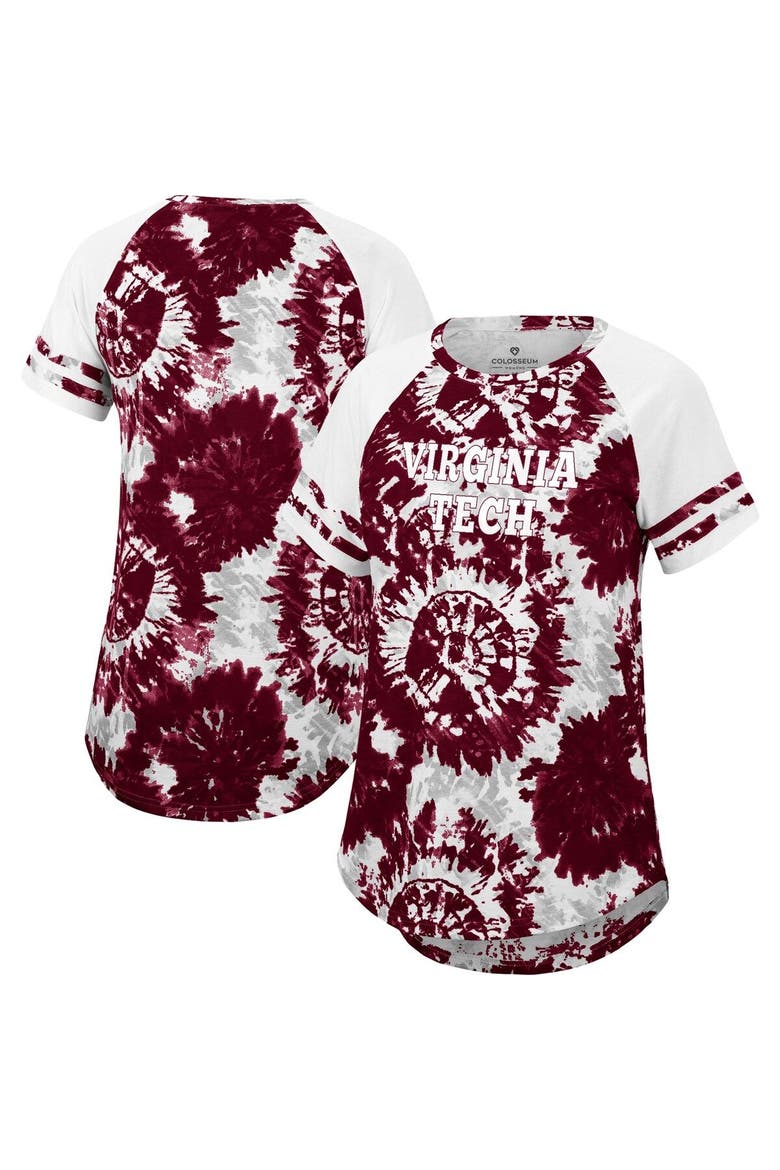 Women's Colosseum Maroon/White Virginia Tech Hokies Annie Oversized Tie-Dye Raglan T-Shirt, Main, color, Maroon