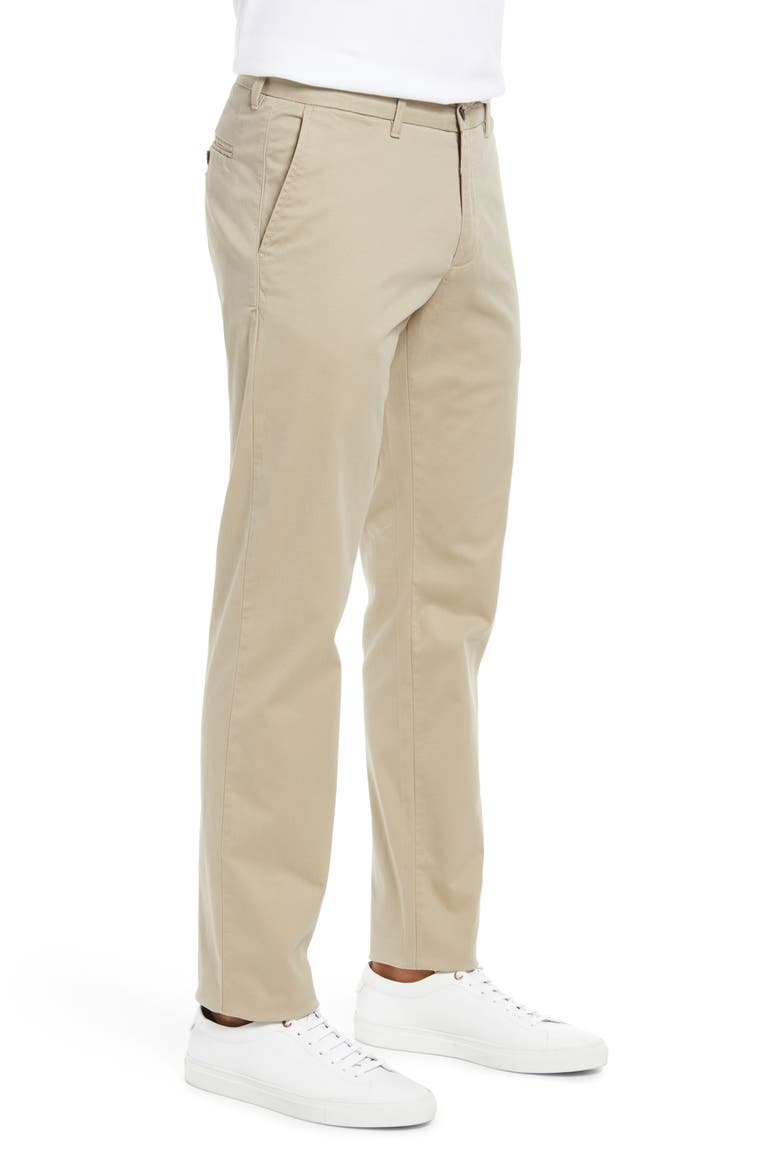 New Ballard Trim Fit Flat Front Chino Pants, Alternate, color, TAN BURROW