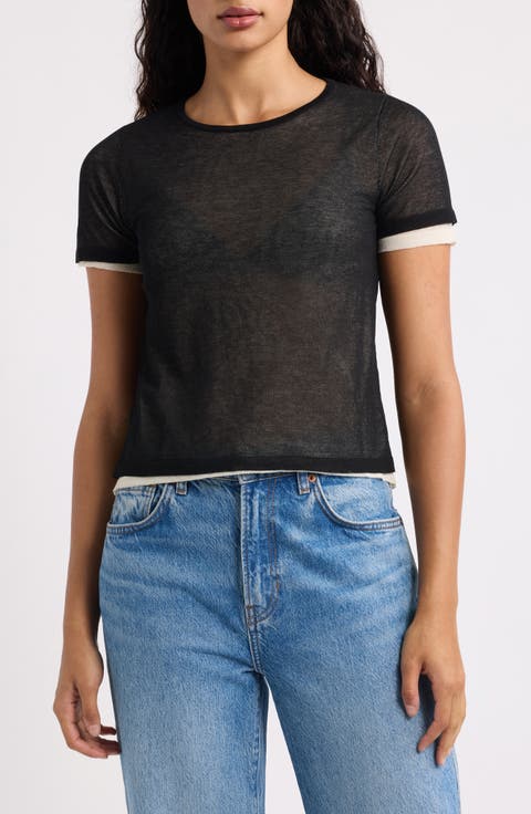 Bipol Tipped Short Sleeve Sweater