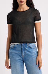 MANGO Bipol Tipped Short Sleeve Sweater