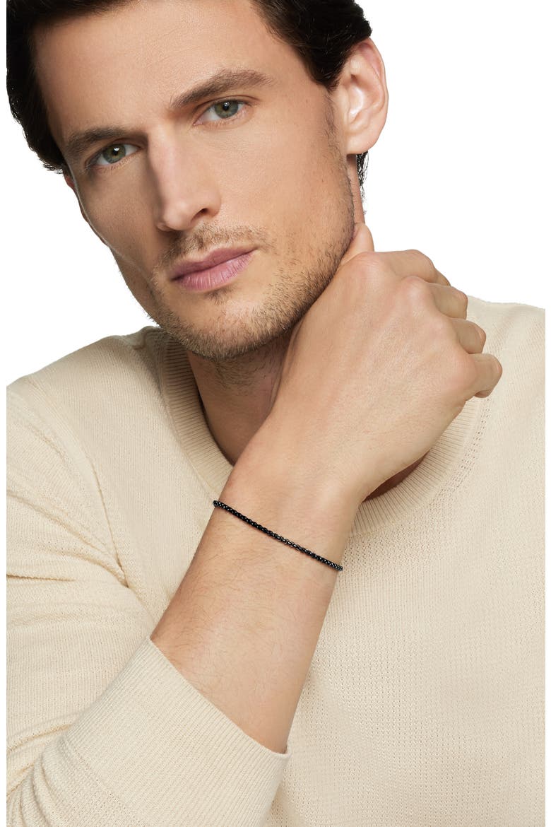 Men's Box Chain Bracelet with Stainless Steel and Sterling Silver, 2.7mm, Alternate, color, STAINLESS STEEL