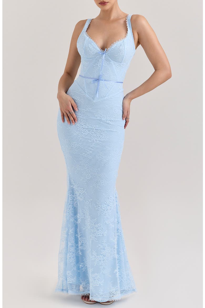 Sara Lace Mermaid Gown, Main, color, ICE WATER